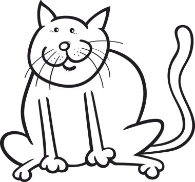 Funny cat coloring page clipart