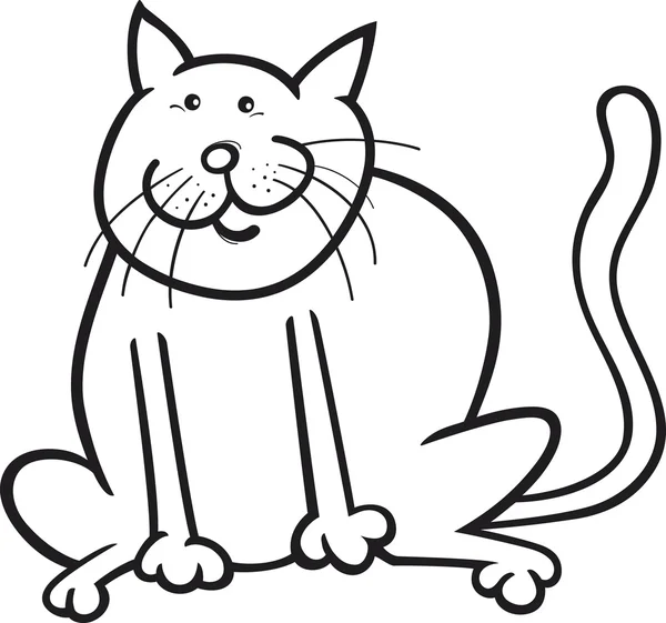 Забавная страница раскраски кота — стоковый вектор