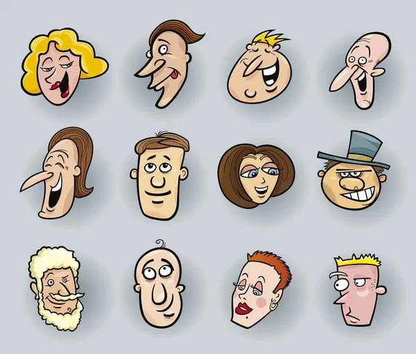 Caras de desenhos animados — Vetor de Stock