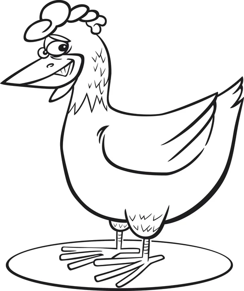 Cartoni animati pagina da colorare gallina — Vettoriale Stock