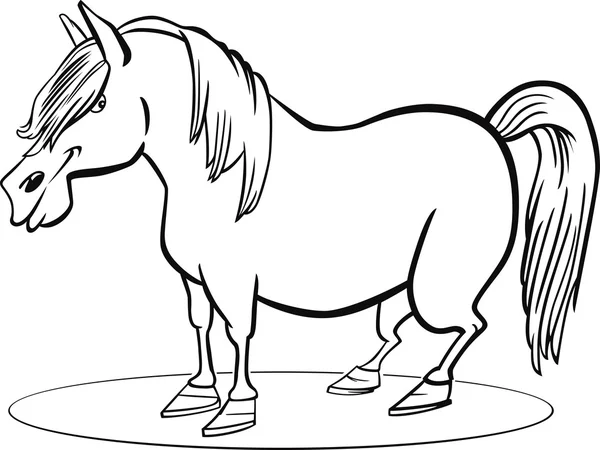 Halaman pewarnaan kuda poni kartun - Stok Vektor