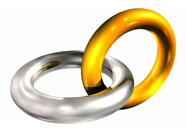 stock image Gold and silver rings in chain