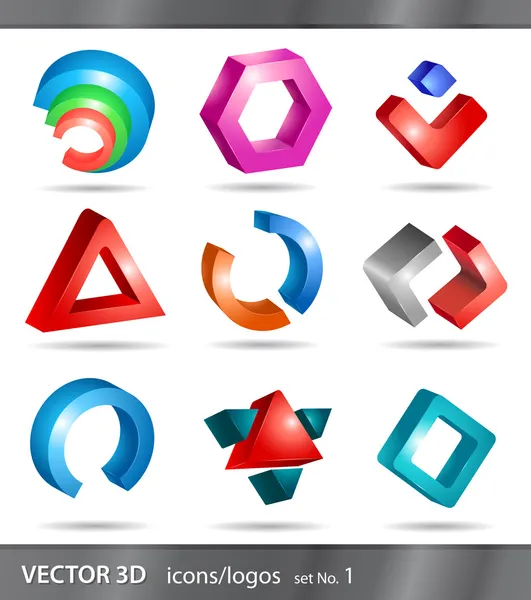 Reihe von Symbolen oder Logos — Stockvektor