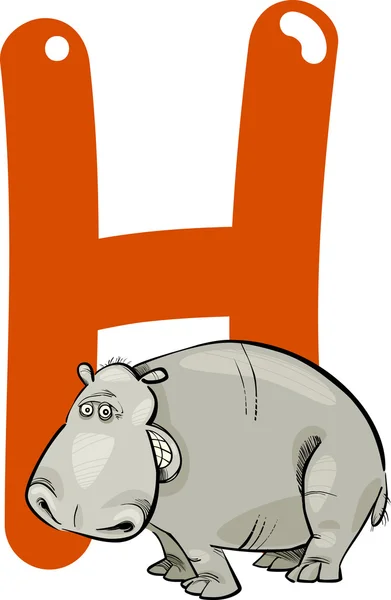 H voor nijlpaard — Stockvector