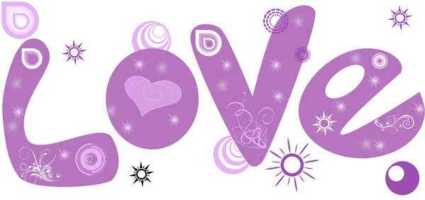 紫色の愛テキスト — ストック写真