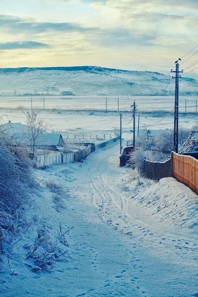 Winter in Roemeense platteland — Stockfoto