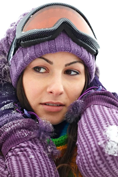 Retrato de mulher feliz no inverno — Fotografia de Stock