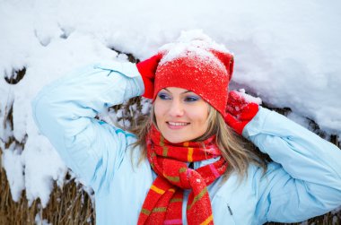 Woman portrait in winter clipart