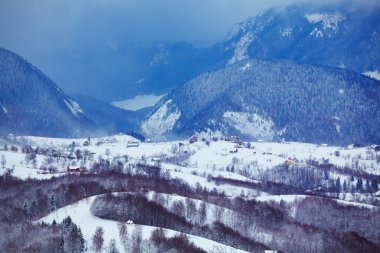 Mountain landscape in Brasov county clipart