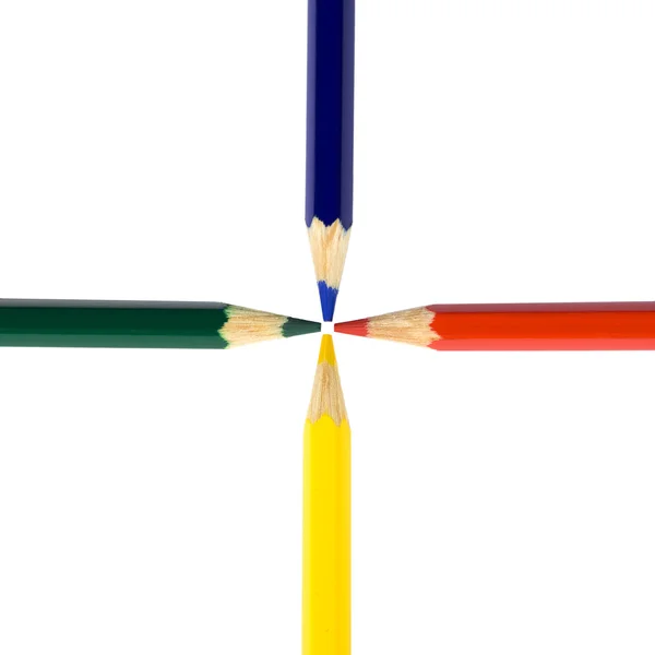 Färg pennor sammansättning på vit bakgrund — Stockfoto