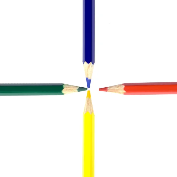 Composition crayons de couleur sur fond blanc — Photo
