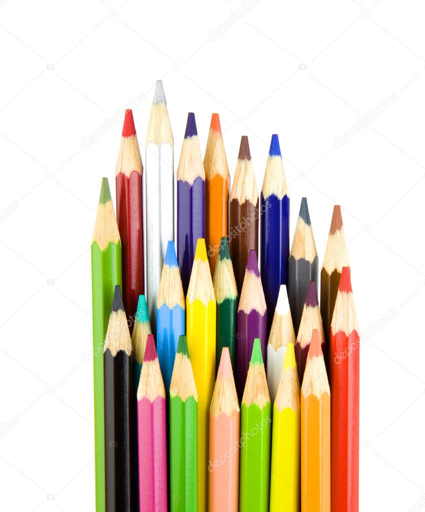 Colouring pencils isolated on white background