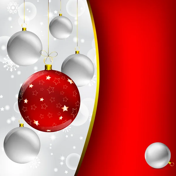 Christmas ball on abstract winter gray — Stock Vector