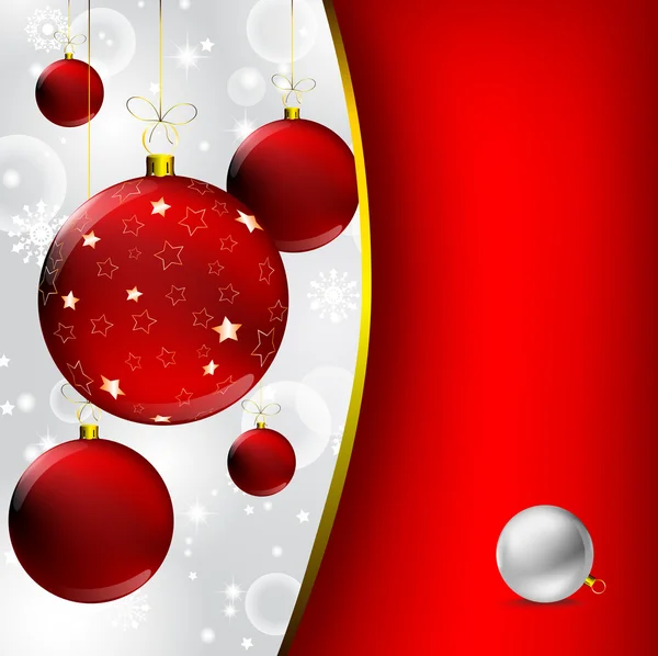 Christmas ball on abstract winter gray — Stock Vector