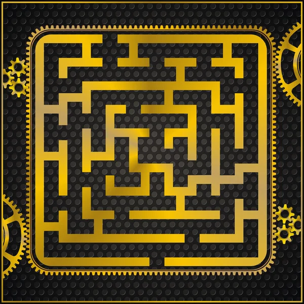 Maze or labyrinth as golden gear — Stock Vector