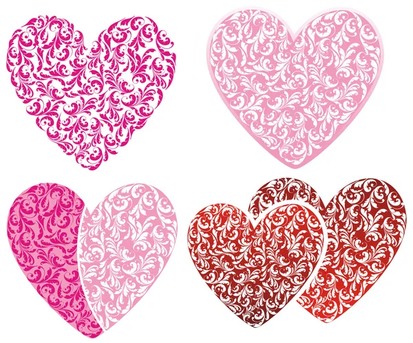 Conjunto corazones rosados — Archivo Imágenes Vectoriales