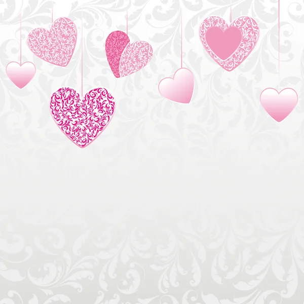 Coeurs avec motif de fleurs — Image vectorielle