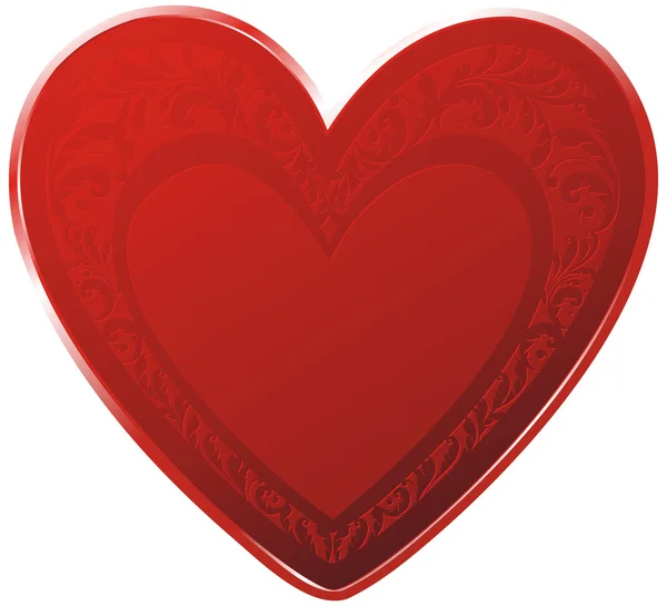 Corazón rojo adornado — Vector de stock