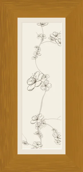 Pintura de rama floreciente en marco de madera — Archivo Imágenes Vectoriales