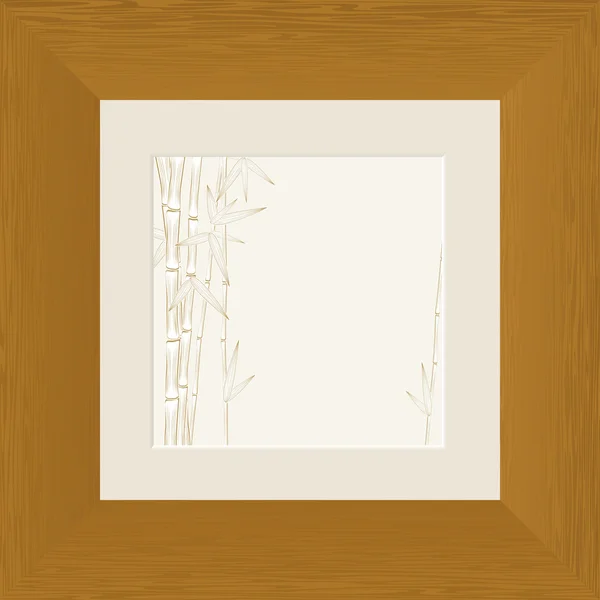 Boyama ahşap çerçeve içinde bambu Şubesi — Stok Vektör