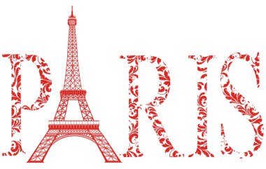 Sign Paris with eiffel tower clipart