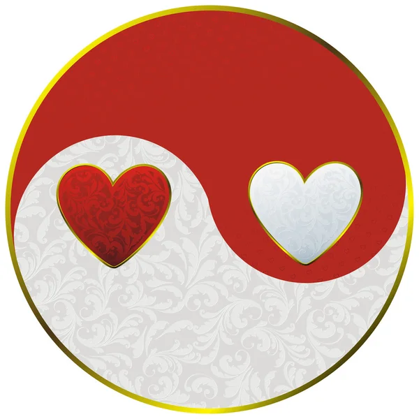 Yin Yang als Herzen — Stockvektor