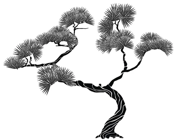Silhouet op pine tree — Stockvector