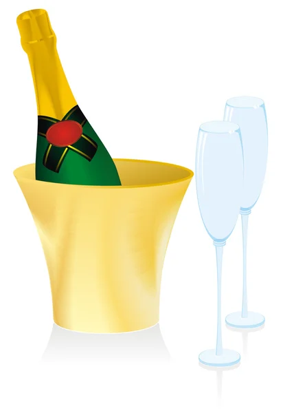 Champagne in a bucket — Stock Vector