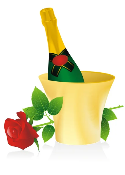 Champagne in a bucket — Stock Vector