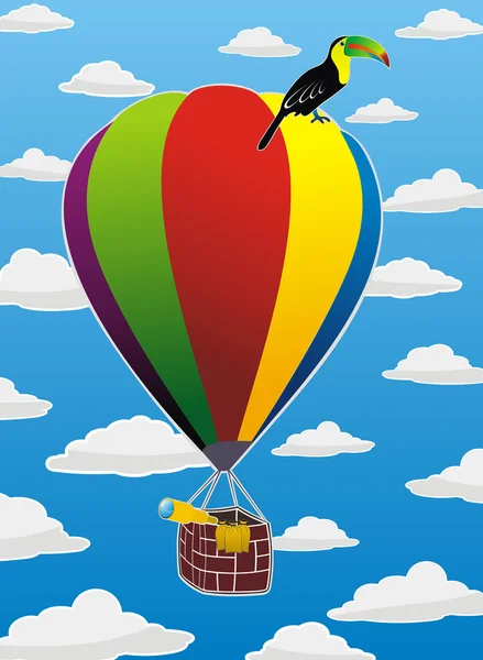 Balon terbang dan tukan - Stok Vektor
