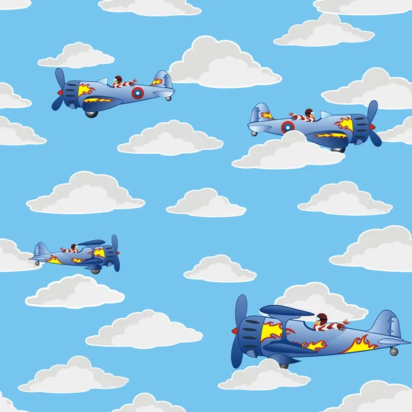 Airplanes in the cloudy sky — Stock Vector