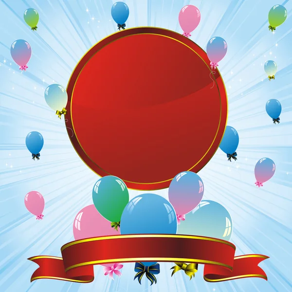 彩色气球和红色标签 — 图库矢量图片