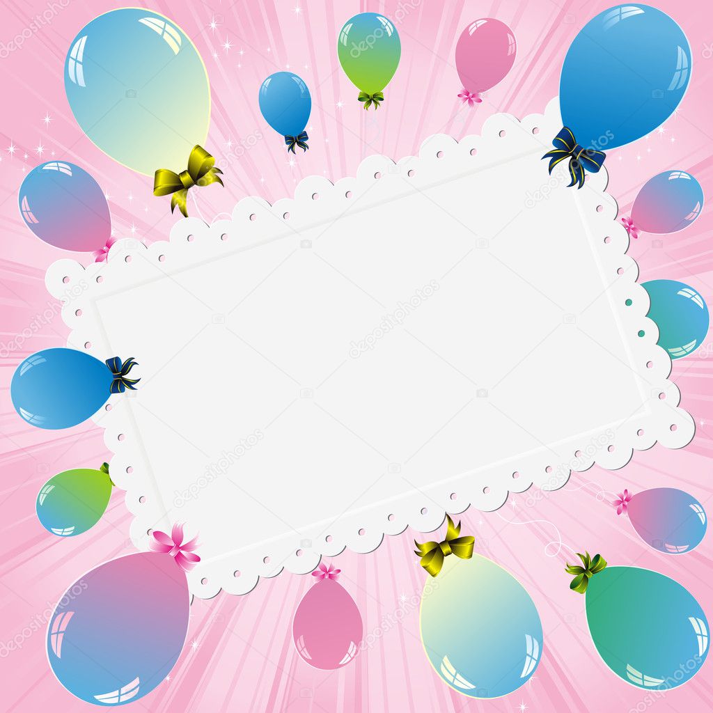 Colorful balloons and white card