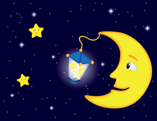 Noche de luz de luna — Vector de stock