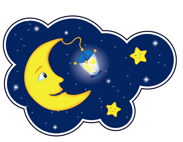Notte al chiaro di luna in cornice nuvolosa — Vettoriale Stock