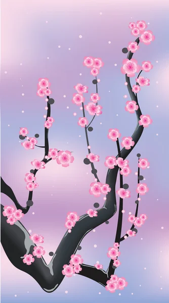 Růžová jarní kvetoucí větev — Stockový vektor