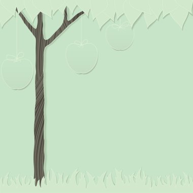 Cutout apple tree and grass clipart