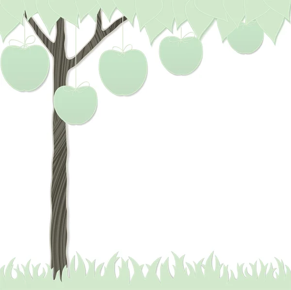 Knipsel appelboom en gras — Stockvector