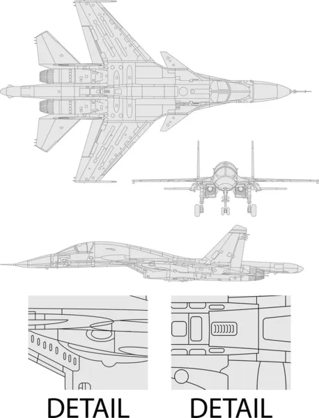 Sugárhajtású vadászgép — Stock Vector