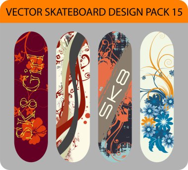 Skateboard design pack 15 clipart