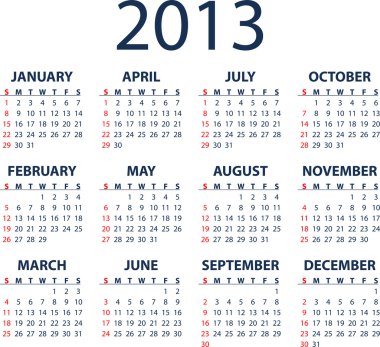 2013 vector calendar clipart