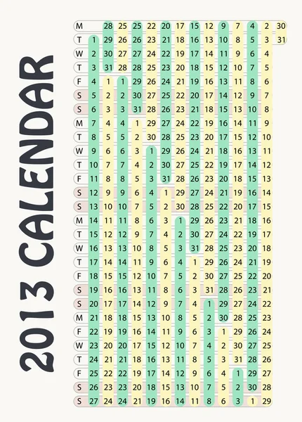 Calendario vettoriale 2013 — Vettoriale Stock