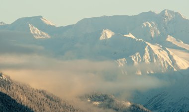 kar kaplı dağlar Alaska