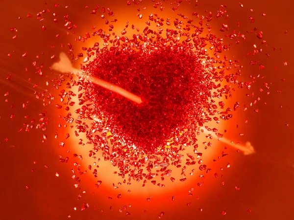 Hot red Heart pierced with an arrow — Stock Photo, Image