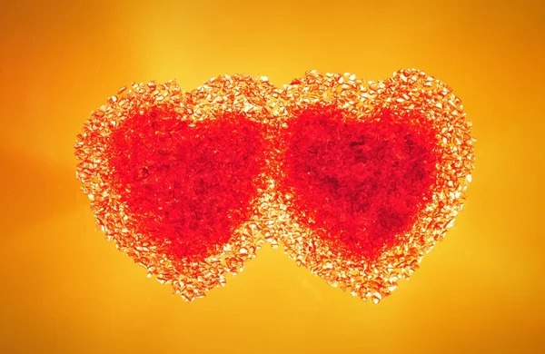 Iki sıcak kırmızı kalp — Stok fotoğraf