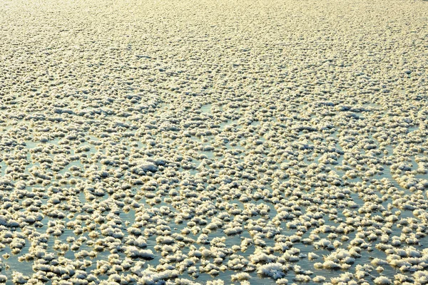 Cristais de gelo em uma superfície de gelo . — Fotografia de Stock