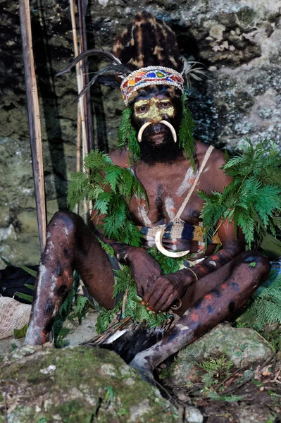 Vůdce papuánských kmene yafi — Stock fotografie