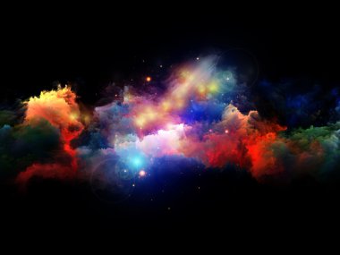 Colorful three dimensional fractal clouds clipart