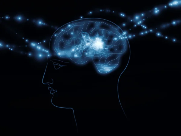 Menschlicher Kopf und Gehirn — Stockfoto