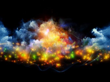 Colorful three dimensional fractal clouds clipart